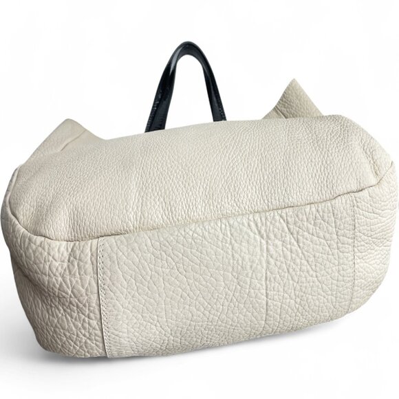 Marni Italy Off White Cream ivory Pebbled Leather Large Carryall Tote Bag - Picture 9 of 10